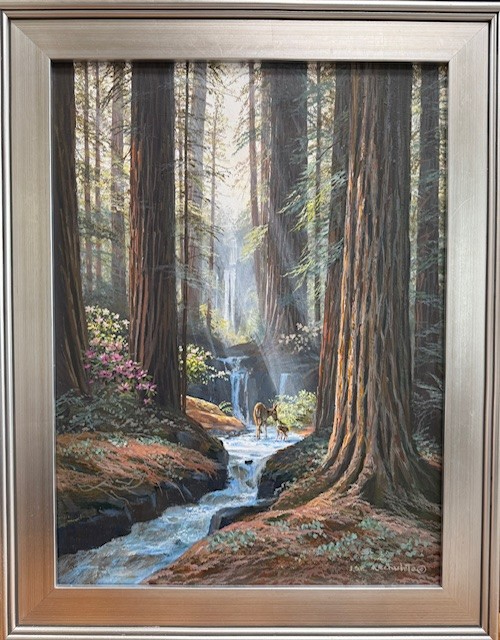 Click to view detail for Redwoods Creek Doe & Fawn 24x18 $5500